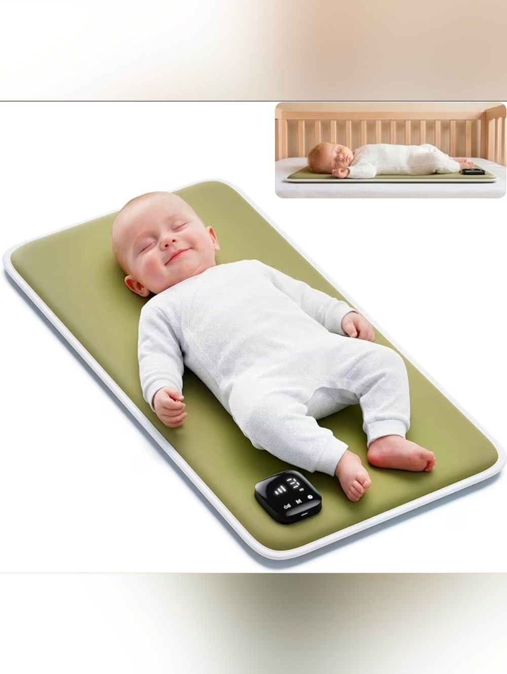 Baby Sleep Soother Pad with 3 Vibration, 90 Min Timer, Anti-Touch Interface, 5D